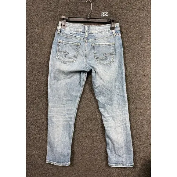 Silver Jeans Suki Capri Jeans Womens Size W26 L22.5 Blue Denim Stretch Mid Rise - Picture 2 of 8